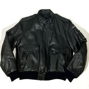 Hein Gericke Black Cafe Racer Leather Jacket 44